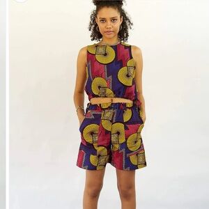 Yevu Ghana Crop Top in Static Print Size L-NWOT